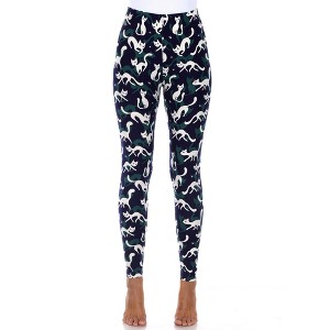 Women's Super Soft Midi-Rise Printed Leggings - One Size Fits Most - White Mark - 1 of 3