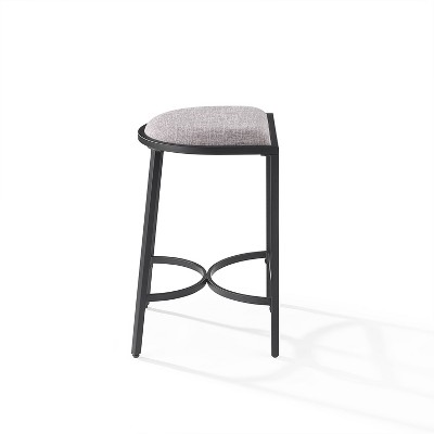 Gray and Matte Black Backless Counter Height Barstools Set