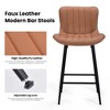 Lyngins Bar Stools Set of 2 with Curved Backrest,Upholstered Kitchen Chairs with Metal Legs,PU Counter Stools for Kitchen Island,Pub - 4 of 4