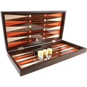 WorldWise Imports Backgammon- 15" Simple Wood Grain Backgammon Set - 1 of 3