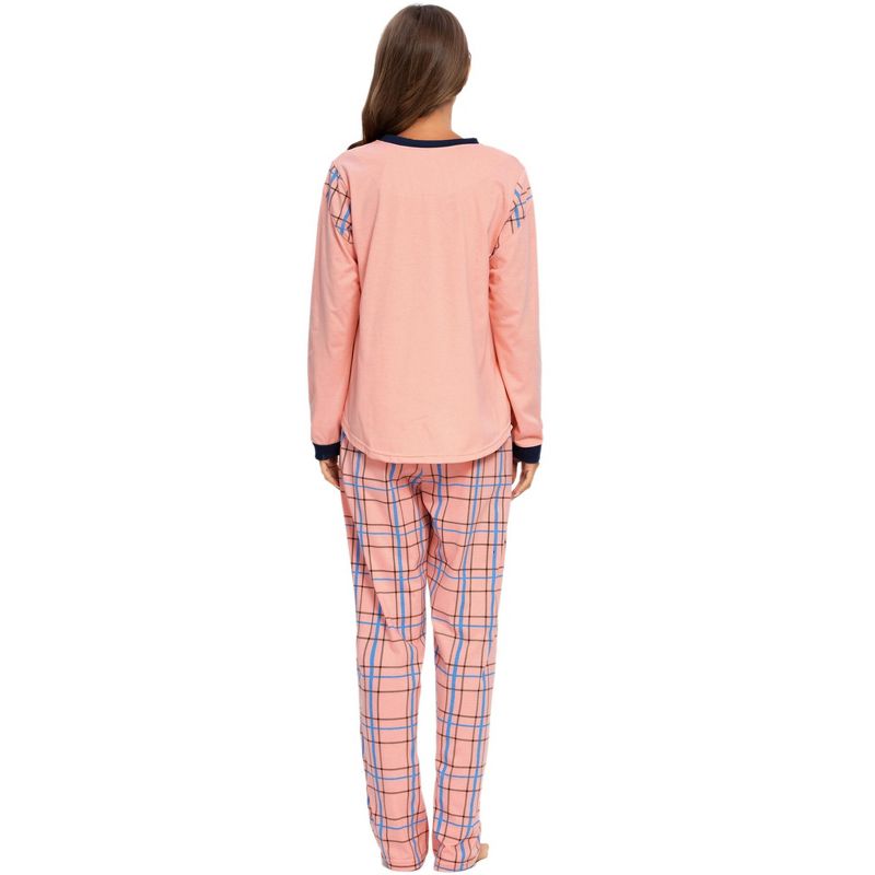 cheibear Womens Sleepwear Pjs Lounge Round Neck with Pants Nightwear Pajama Set, 4 of 6