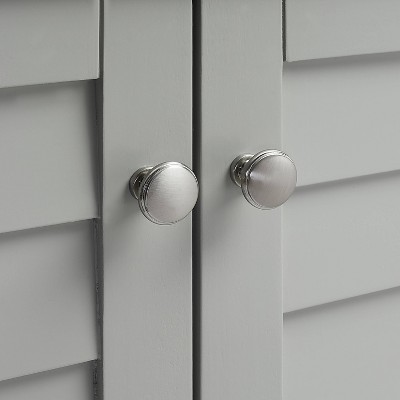 Gray Faux-Louvered Bathroom Storage Cabinet with Adjustable Shelves