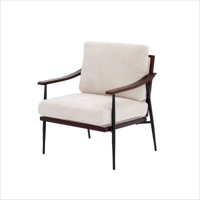 GlasFlength Accent Chairs Upholstered Mid Century Modern Lounge Fabric Chairs Reading Chairs Side Sitting Armchairs Recliner, White, 28"*29.9"*33.5"