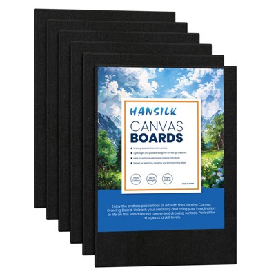 HANSILK Black Canvases for Painting, Canvas Panels5x7 inch, Pack of 6, 100% Cotton Acid-Free, Art Boards for Oil & Acrylic