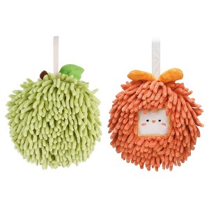 REGALWOVEN 2 Pcs Comfortable Soft Absorbent Chenille Ball Fuzzy Hand Towels - 1 of 4