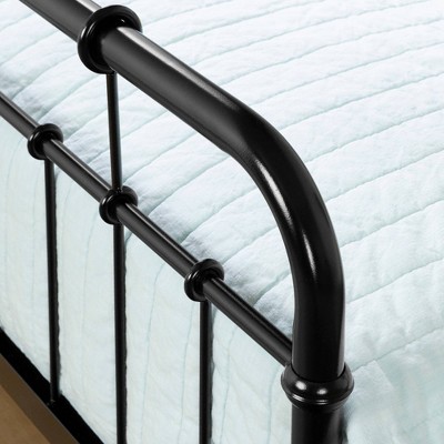 Twin Black Metal Platform Bed with Headboard and Footboard