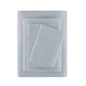Badgley Mischka Twin 3pc 300TC Tencel Sheet Set Light Gray: 100% Cotton, Includes 1 Pillowcase & Fitted Sheet - 1 of 3