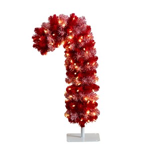 Nearly Natural 30-in Pre-Lit Artificial Candy Cane Christmas Tree with 100 Micro LED Lights - 1 of 4
