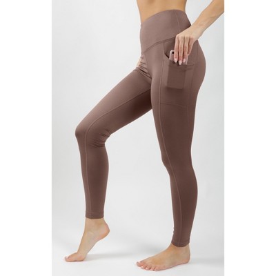 Yogalicious Nude Tech High Waist Side Pocket 7/8 Ankle Legging - Mauve Wine  - Medium : Target