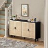 SEVOBAL Utility Storage Cabinets Elegant 4 Door Rattan Decorative Storage Cabinet with Adjustable Shelves for Bedroom, Black, 62.2"*15.75"*34.25" - 3 of 4