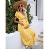 Coolmee Women Summer Boho Floral Short Sleeve V Neck Ruffle A-Line High Waist Maternity Dress With Belt - 2 of 4