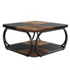 HTUTWOO 39” Square Coffee Table With 2 Tiers, Modern Farmhouse Coffee Table With Wood Storage Shelf Metal Curved Frame For Living Room - 3 of 4