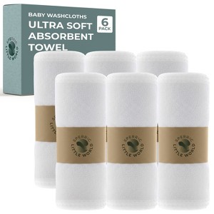 Organic Baby Washcloths, 10x10" Ultra Soft Absorbent Face Wash Cloths for Babies, Baby Wash Cloth, Newborn Bath Towels, Holiday Baby Gifts 6 Pack - 1 of 4