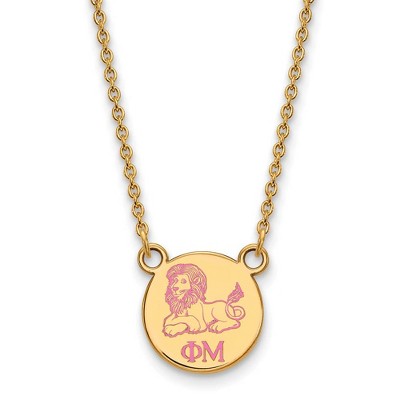 Black Bow Jewelry 14k Yellow Gold Plated Sterling Silver Phi Mu Greek Life Necklace 18 Inch