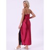 INSPIRE CHIC Women's Long Satin Slit Slip Lingerie V Veck Lace Trim Silky Chemise Long Nightgown - 4 of 4