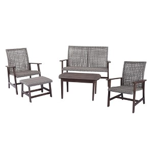 Jiallo Vineyard Collection Conversation set Armchair, Loveseat, Ottoman and Coffee Table - 1 of 4