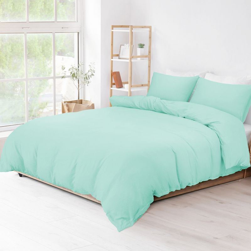 PiccoCasa  Washed Brushed Microfiber Soft Duvet Cover Set 3 Pieces including 2 Pillow Cases, 3 of 6