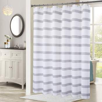 Waffle Striped Stall Fabric Shower Curtain