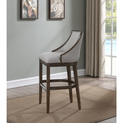 Elegant Saddle Style Driftwood Brown Wood Counter Stool