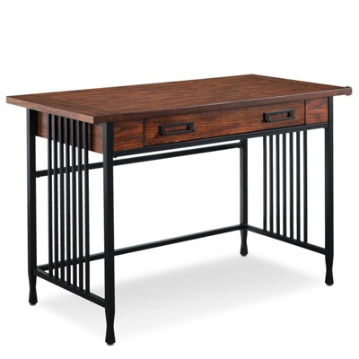 Ironcraft Mission Oak Computer Desk with Matte Black Frame