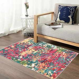 Non-Slip Washable Vintage Rug - Low Pile Throw Carpet for Living Room, Entrance, Laundry & Indoor Use - 1 of 4