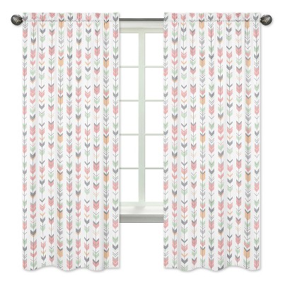 Coral & Mint Arrow Curtain Panels - Sweet Jojo Designs