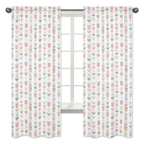 Coral & Mint Arrow Kids' Curtain Panels - Sweet Jojo Designs