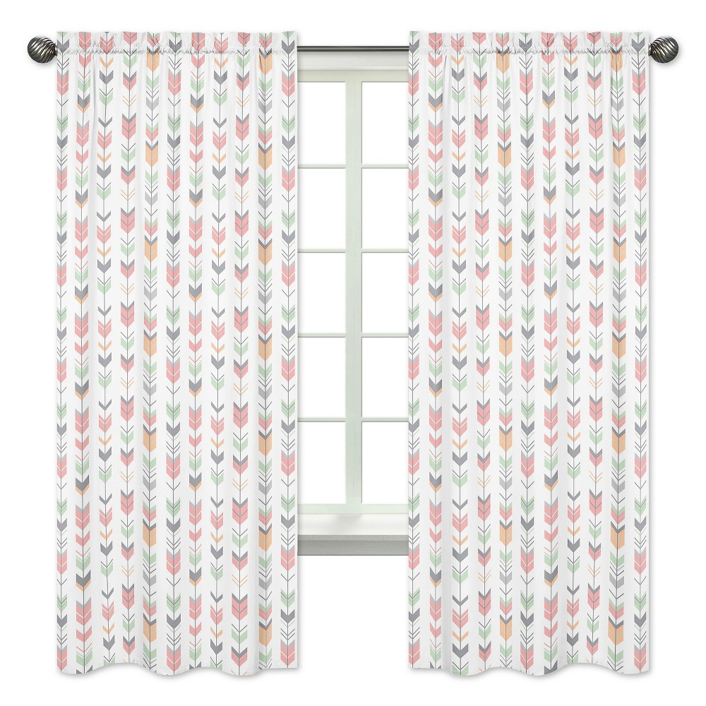 Coral & Mint Arrow Kids' Curtain Panels - Sweet Jojo Designs -  52755269