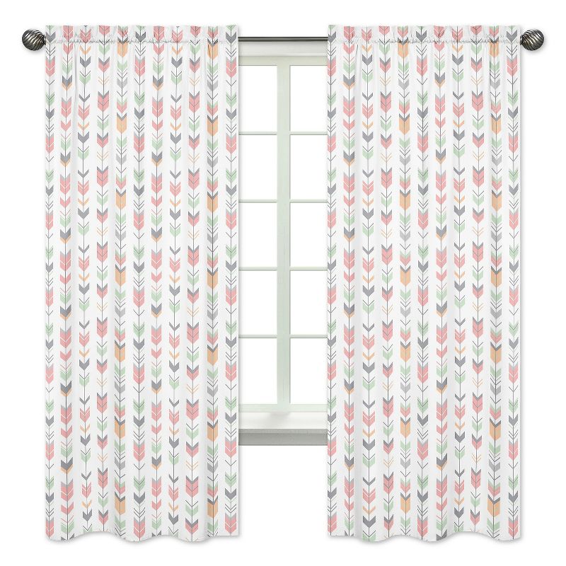 Coral &#38; Mint Arrow Kids&#39; Curtain Panels - Sweet Jojo Designs, 1 of 7
