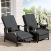 Hyleory Wicker Outdoor Chaise Lounge Push Hand Recliner with Cushions - 3 of 4