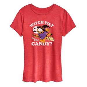 Women's - Garfield - Witch Way To The Candy Short Sleeve Graphic T-Shirt - 1 of 4