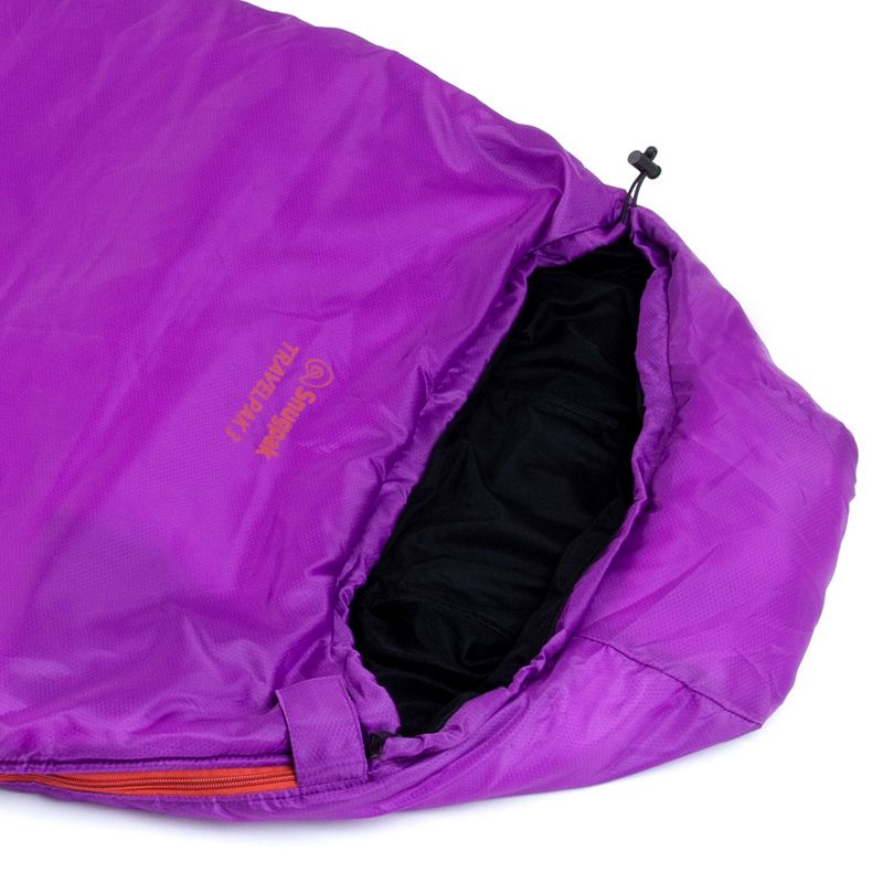 Snugpak Travelpak 3 Sleeping Bag with Mosquito Net, 27 Degree, Left Hand Zip, Vivid Violet, 3 of 7
