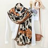Anna-Kaci Women's Leopard Print Lightweight Scarf with Bow Accent Stripes and Sheer Draped Fabric for Effortless Everyday Style 33.5x71in - 2 of 4