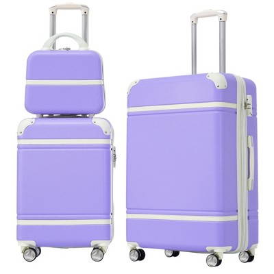 Maggift 3 PCS Bag and Luggage Sets, with Spinner Wheels and Zippers Lightweight Suitcase, for business trips and travel, Purple, 17.7"*11.2"*26.4"