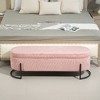 Sapphtopaz Oval Storage Ottoman Bench with Safety Hinge, Velvet Storage Bench with Padded Top, Upholstered Bedroom End Bench for Bedroom - 2 of 4