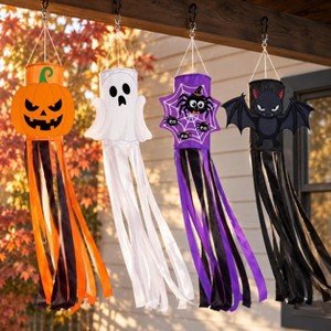 4 Pack 40 Inch Halloween Windsocks, Pumpkin Ghost Spider Bat