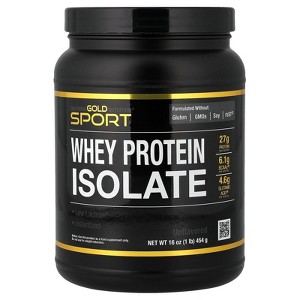 California Gold Nutrition Sport, Whey Protein Isolate, Unflavored, 1 lb (454 g) - 1 of 4