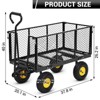 Heavy Duty Steel Garden Cart, Pullable Metal Garden Wagon with 10" Wheels, 180° Rotating Handle and Removable Sides for Outdoor, Farm, Yard - 3 of 4