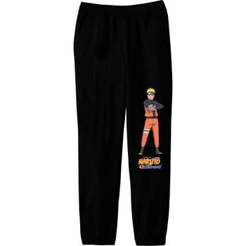 Naruto Shippuden Anime Cartoon Graphic Print Youth Boys Black Sweatpants - XL