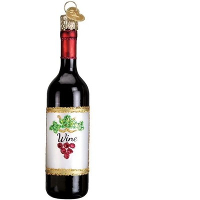 Old World Christmas Blown Glass Ornament for Christmas Tree, Red Wine Bottle