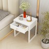 INFURNIC Nightstands Modern Minimalist White Nightstand with Drawer and Wood Knob for Bedroom Storage, White, 19.69"*17.72"*22.5" - 3 of 4
