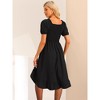 Allegra K Women's Vintage Ruffle Square Neck Smocked Back Ruched High Low Ruffle Midi Corset Dress - 3 of 4