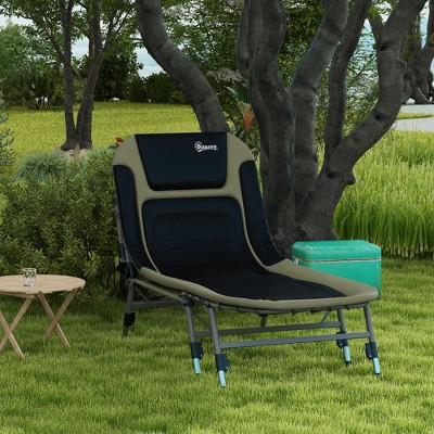 Vynxaria 180¡ã Adjustable Folding Camping Cot - Heavy Duty Portable Bed with Cushions & Headrest
