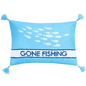 The Lakeside Collection Gone to the Lake Embroidered Accent Pillows - Gone Fishing - 1 of 4