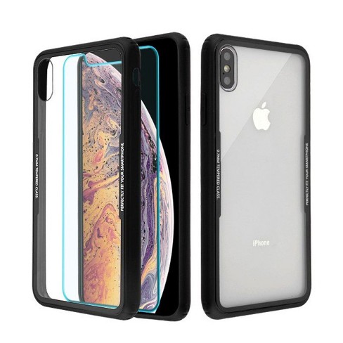 Mybat For Apple Iphone Xs Max Black Tempered Glass Hybrid Case