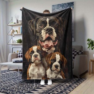 Cozy Boxer Dog Pattern Flannel Throw Blanket, Soft, Warm Versatile for All Seasons, Perfect for Couch, Bed, Office, Christmas Gift. - 1 of 4