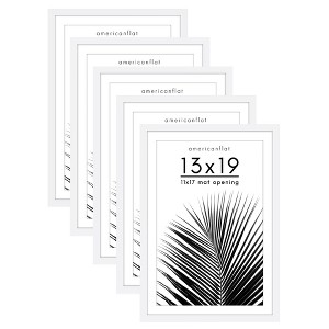 Americanflat 5 Pack of Picture Frames with Mat - Plexiglass Cover - 1 of 4