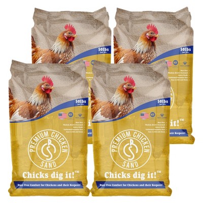 Premium Chicken Sand, Odor Eliminating Bedding for Chicken Coops, Nesting Boxes & Runs - Natural Deodorizer, 50 lb Bag, 4 Pack