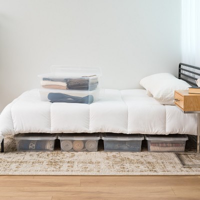 Clear 28 Qt Plastic Stackable Storage Bins with Lids, 6 Pack