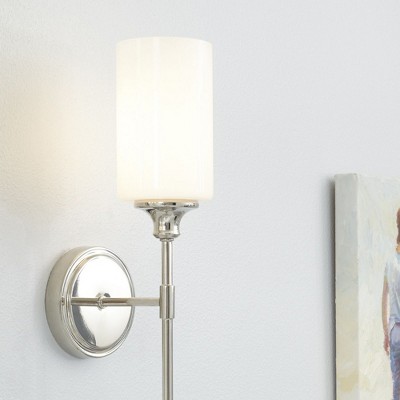 Celeste Transitional Polished Nickel Wall Sconce with Opal Glass Shade